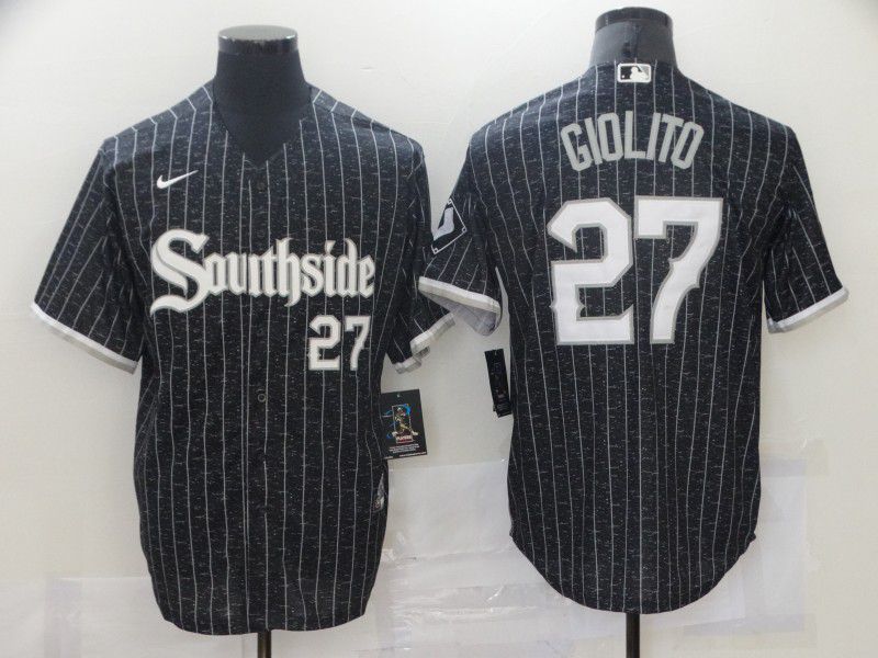 Men Chicago White Sox #27 Giolito City Edition Black Game Nike 2021 MLB Jerseys
